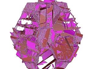 The image shows the simulation of a polycrystalline nanotwinned copper and its defects during tensile loading