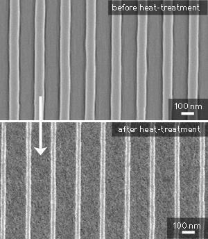 The nanoscale titania pattern before and after heat-treatment