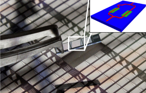 A typical modulator consists of two optical waveguides etched into a silicon chip.