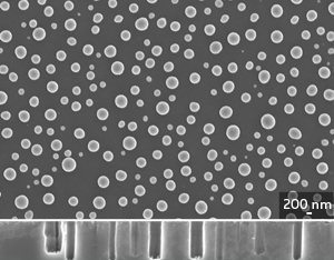 A straightforward procedure that transforms silver nanospheres (top) into silicon nanoholes (bottom) can overcome the shortcomings of nanowire-based solar cells