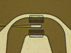 A germanium photodetector integrated on a silicon bulk wafer.