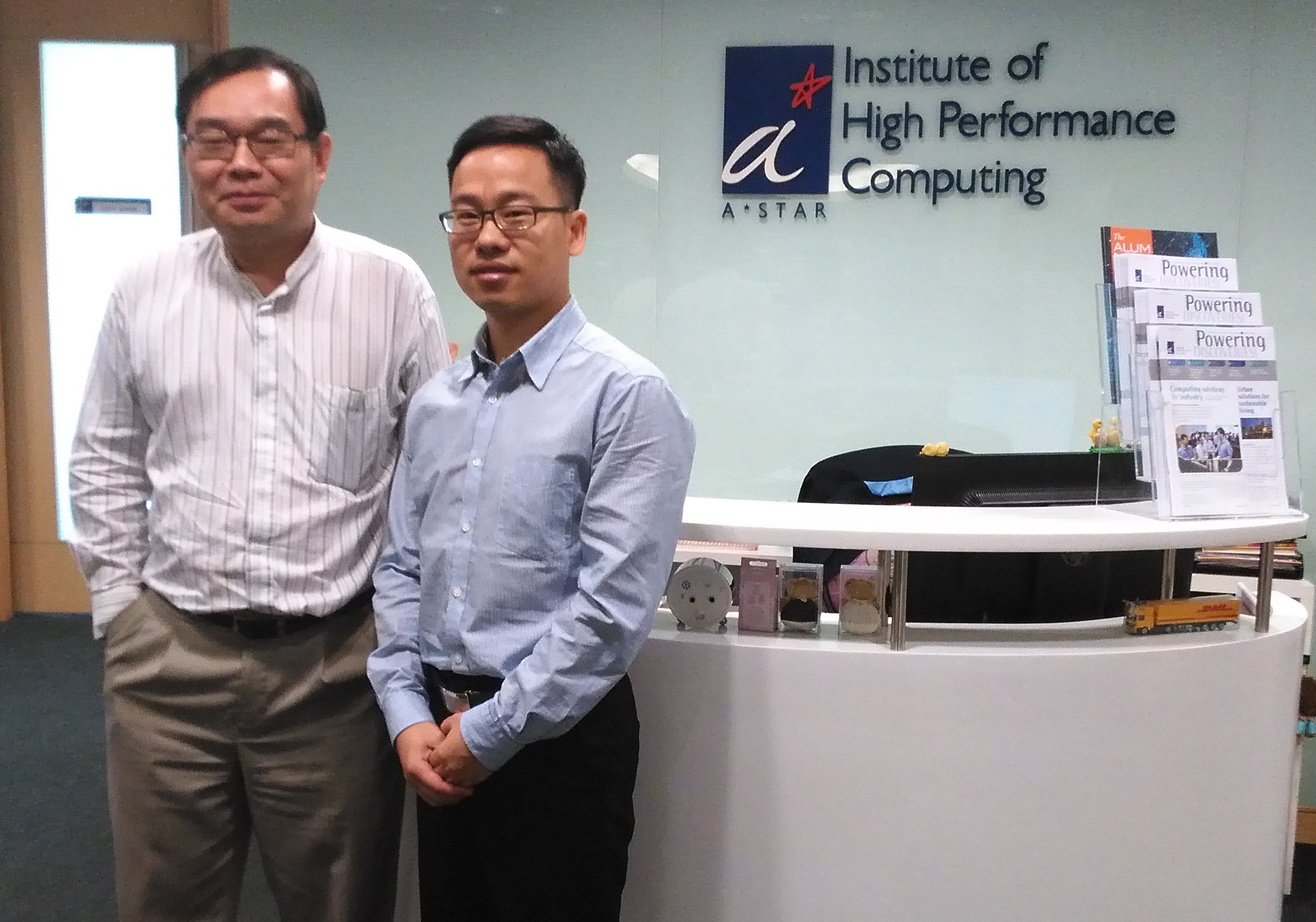 Gary Kee Khoon Lee (left) and Feng Yang (right) from the Department of Computing Science at the A*STAR Institute of High Performance Computing.
