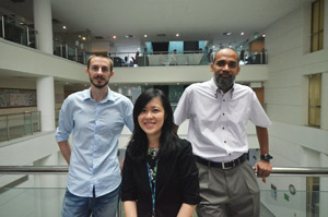 From left to right: Mark Moxey, Karen Chong and MSM Saifullah from the A*STAR Institute of Materials Research and Engineering.