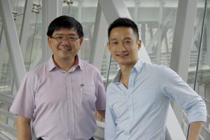Andre Choo and Tan Heng Liang at the A*STAR Bioprocessing Technology Institute are developing a longer-term test for identifying whether individuals have been infected with the Zika virus.