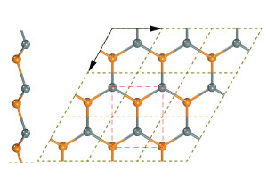 Stanene is a hexagonal lattice of tin atoms just one atom thick (right), which is slightly corrugated (left).