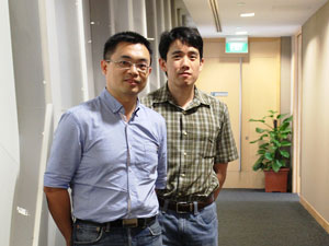 Gang Zhang (left) and Zhun-Yong Ong at the A*STAR Institute of High Performance Computing.