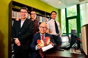 (Left to right): Roger Foo and Zhai Weiwei from the Genome Institute of Singapore, with Pierce Chow (seated), from the National Cancer Centre Singapore, and Wan Wei Keat from Singapore General Hospital.